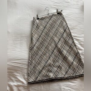 Max Studio Plaid A-Line Skirt in Neutral Tones